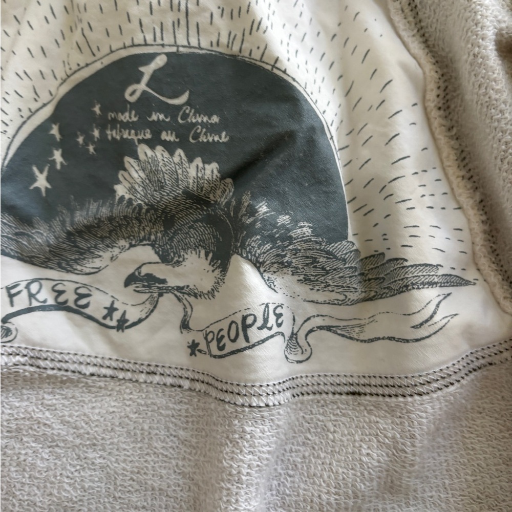 Free People Cream Wrap Hoodie with Brown Ties - Picture 5 of 6